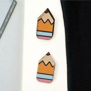 Yellow Pencil Wooden Earrings Student Teacher Gift Cute School Appreciation NWT